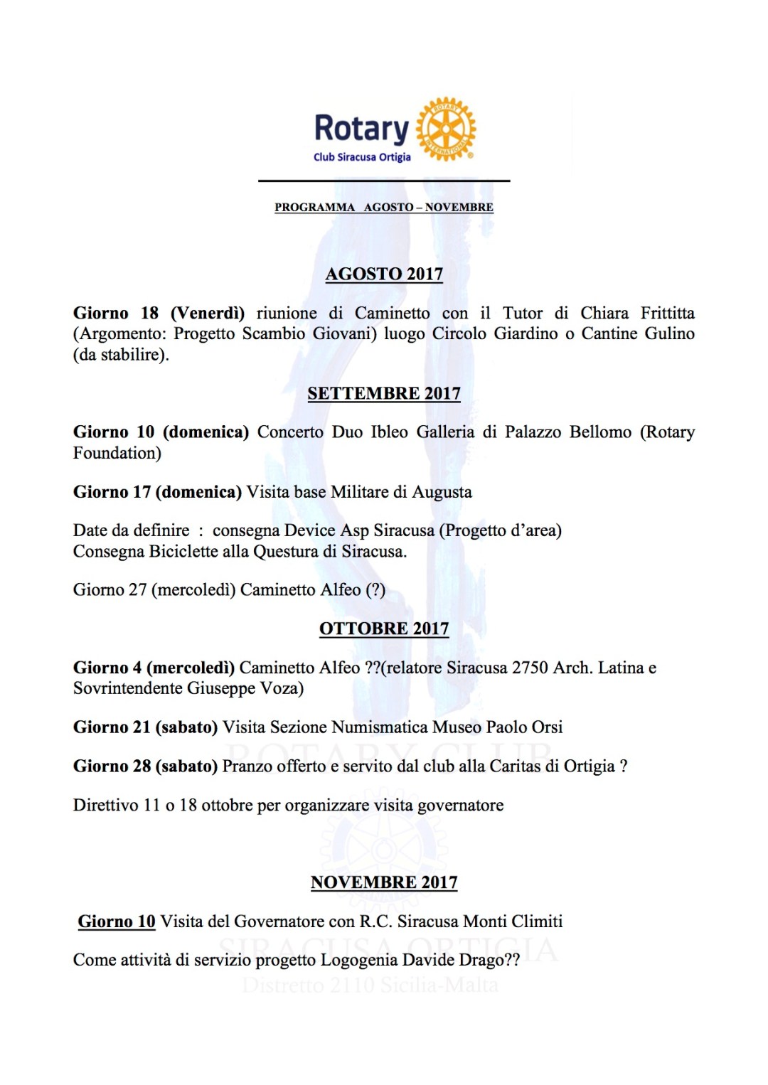 programma agosto-novembre