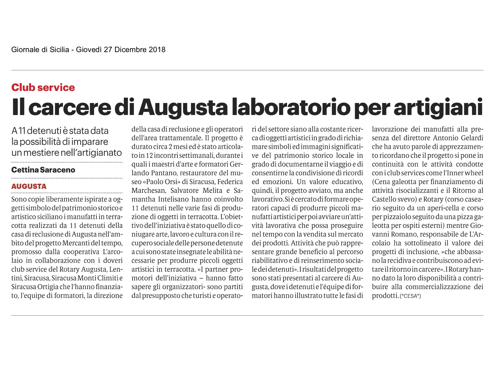 Giornale di Sicilia 27 dic 2018